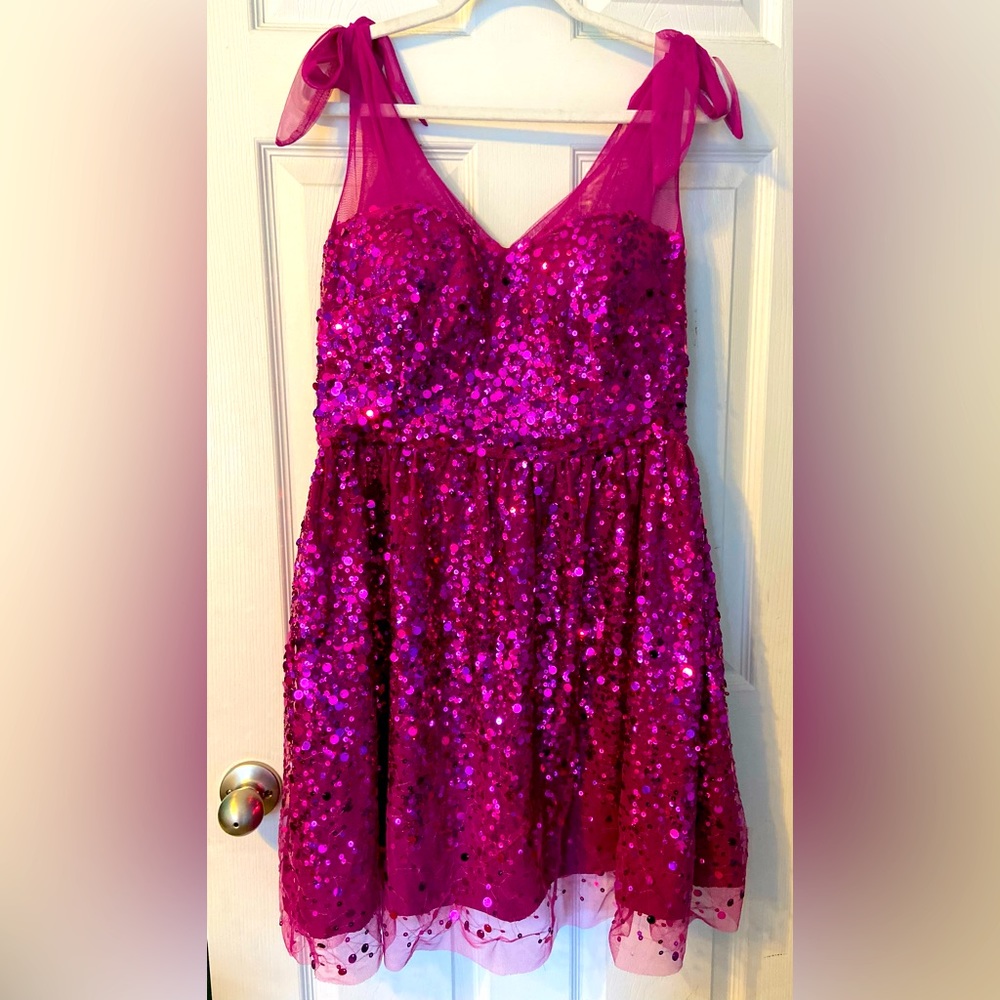 Eric Daman for Charlotte Russe Sequin Party Dress; Fuchsia; Size 12